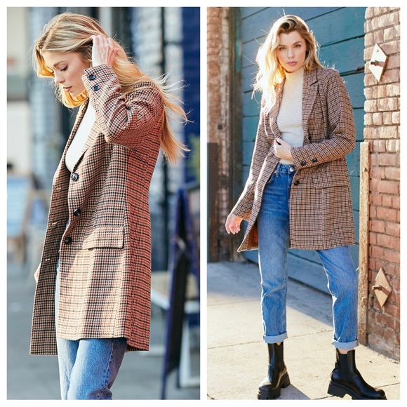 #17 CHIC MULTI PLAID FITTED BUTTON UP COAT JACKET - Picture 6 of 6